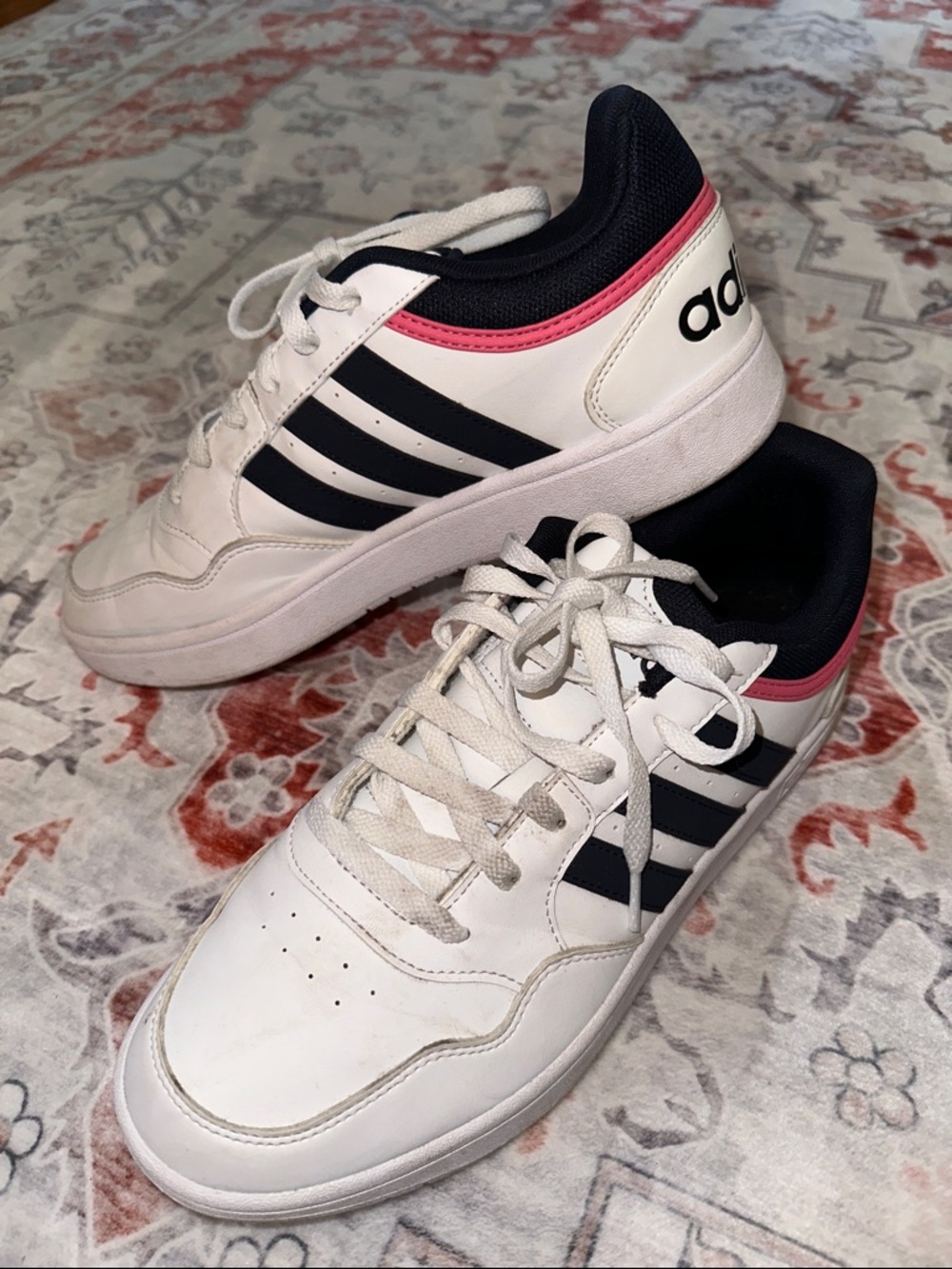 Adidas Women's Hoops 3.0 Basketball Shoe White/Legend Ink/Rose Size 10